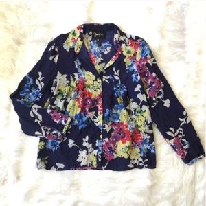 Anthropologie Yumi Kim Floral Silk Blouse Medium